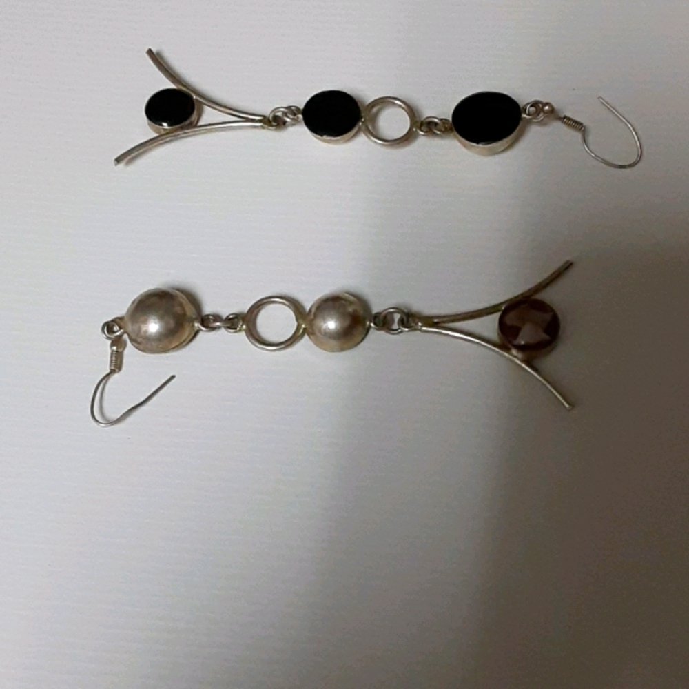 Ebony silver earrings vintage